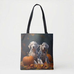 Dalmatian Puppy Autumn Delight Pumpkin Tote Bag