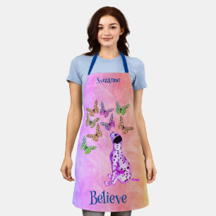 Dalmatian Puppy Butterflies Believe Inspirational Apron