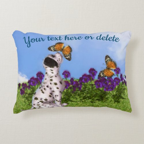 Dalmatian Puppy Butterflies Dog Art Personalized  Accent Pillow