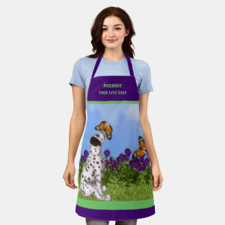 Dalmatian Puppy Butterflies Dog Art Personalized Apron