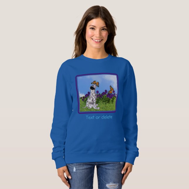 Dalmatian Puppy Butterflies Dog Art Personalized Sweatshirt (Front Full)