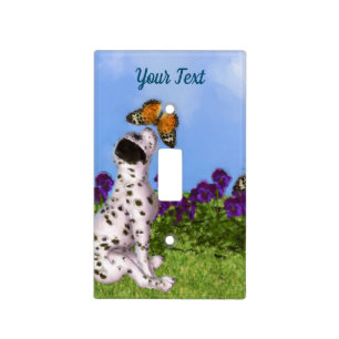 Dalmatian Puppy Butterflies Dog Art Photo Painting Light Switch Cover