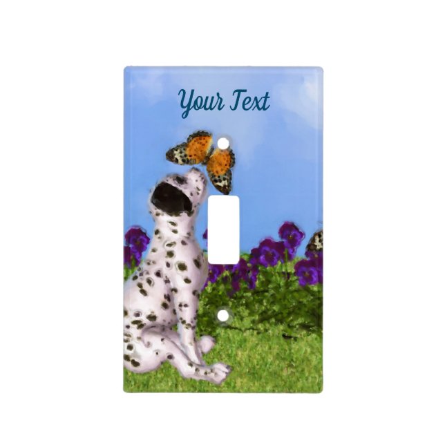 Dalmatian Puppy Butterflies Dog Art Photo Painting Light Switch Cover (Front)