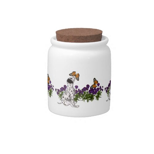 Dalmatian Puppy Butterflies Flowers Candy Jars