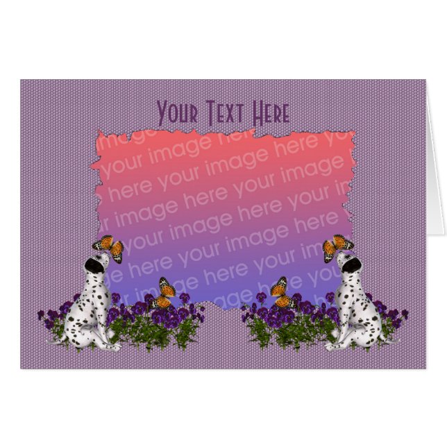 Dalmatian Puppy Butterflies Photo Cards (Front Horizontal)
