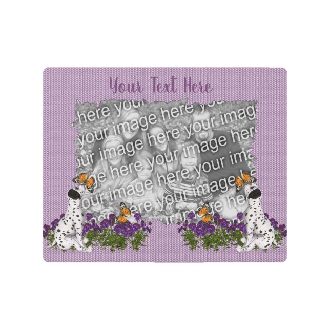 Dalmatian Puppy Butterflies Photo Frame Template Metal Print (Front)