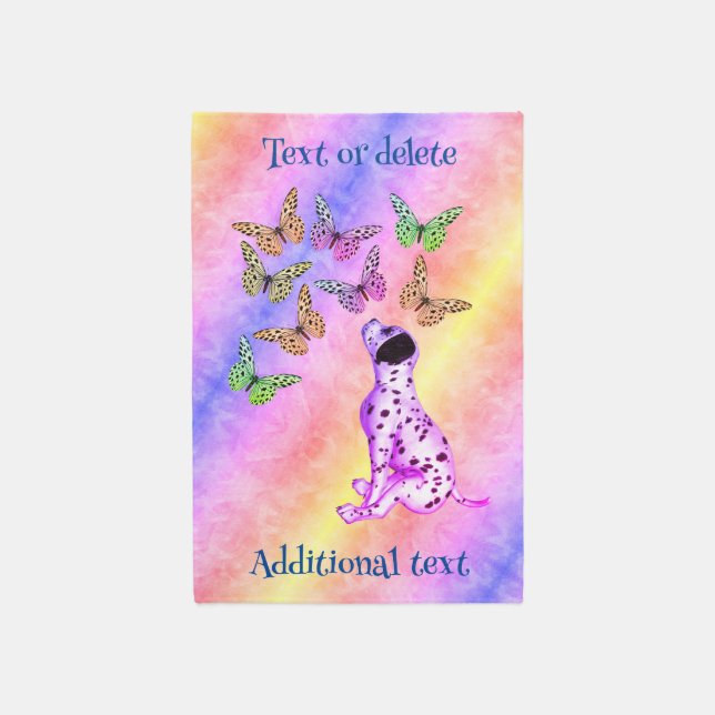 Dalmatian Puppy Colorful Butterflies Personalized Rug (Front (Vertical))