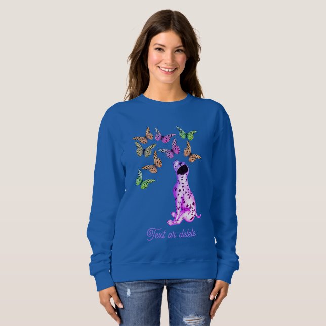 Dalmatian Puppy Colorful Butterflies Personalized  Sweatshirt (Front Full)