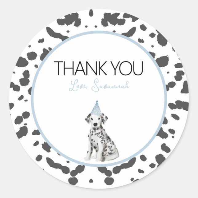 Dalmatian puppy dog Birthday party guest favor  Classic Round Sticker (Front)