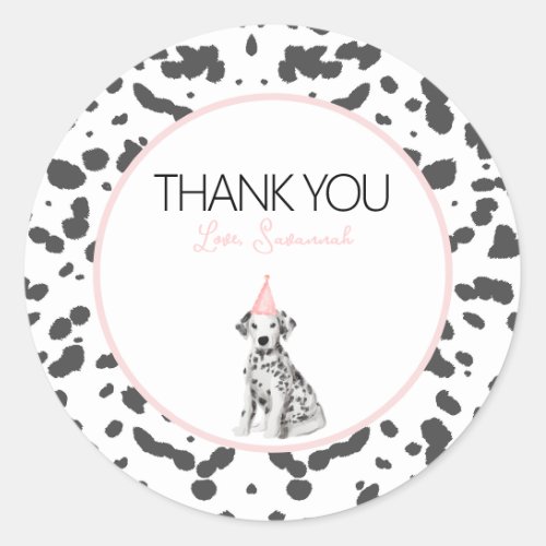 Dalmatian puppy dog Birthday party guest favor  Classic Round Sticker