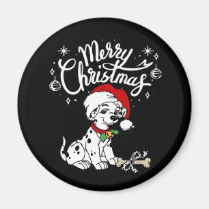 Dalmatian Puppy Dog In A Christmas Santa Hat Xmas Magnet