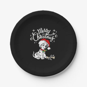 Dalmatian Puppy Dog In A Christmas Santa Hat Xmas Paper Plates