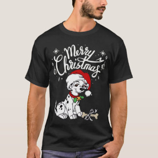 Dalmatian Puppy Dog In A Christmas Santa Hat Xmas T-Shirt