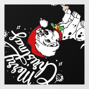 Dalmatian Puppy Dog In A Christmas Santa Hat Xmas Wall Decal