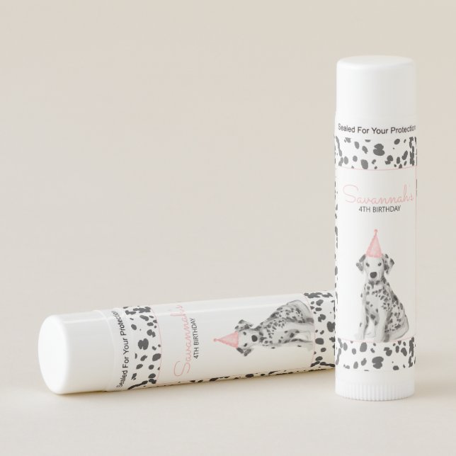 Dalmatian puppy Dog Pink guest party favor Lip Balm (Front)