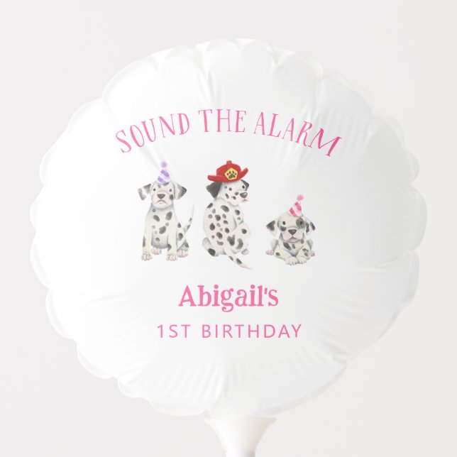 Dalmatian Puppy Firefighter Girl Birthday Party Balloon (Front)