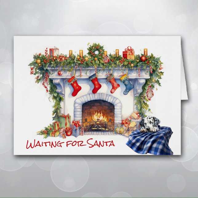 Dalmatian Puppy Fireplace Wait for Santa Cards (Creator Uploaded)