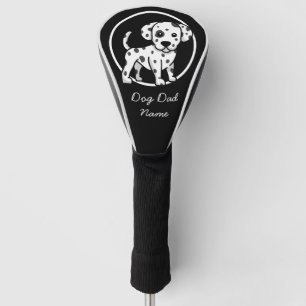 Dalmatian puppy for dog dad with name on black golf head cover