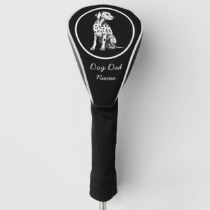 Dalmatian puppy for dog dad with name on black golf head cover