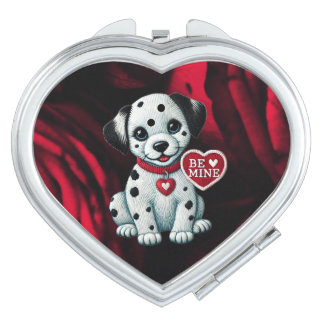 Dalmatian Puppy Heart-Shaped Compact Mirror