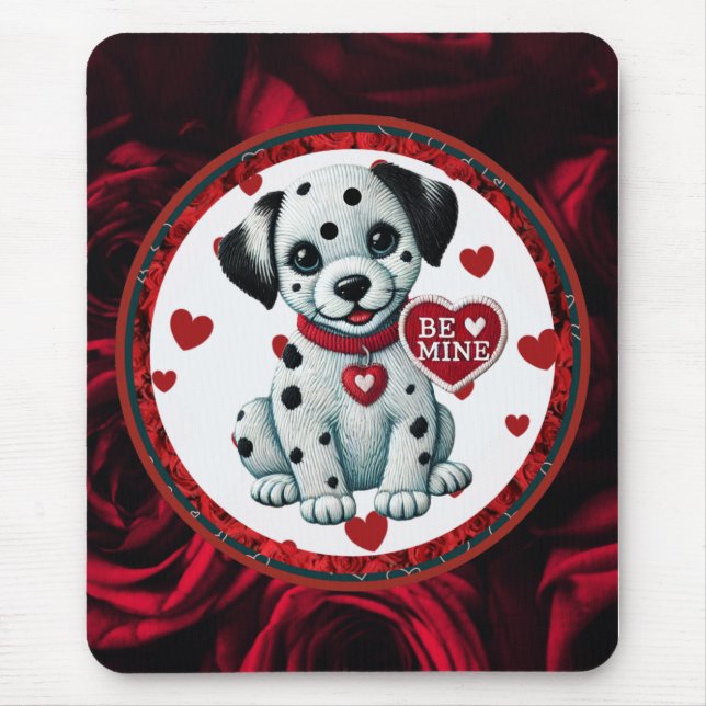 Dalmatian Puppy Love Mousepad – Be Mine Valentine' (Front)