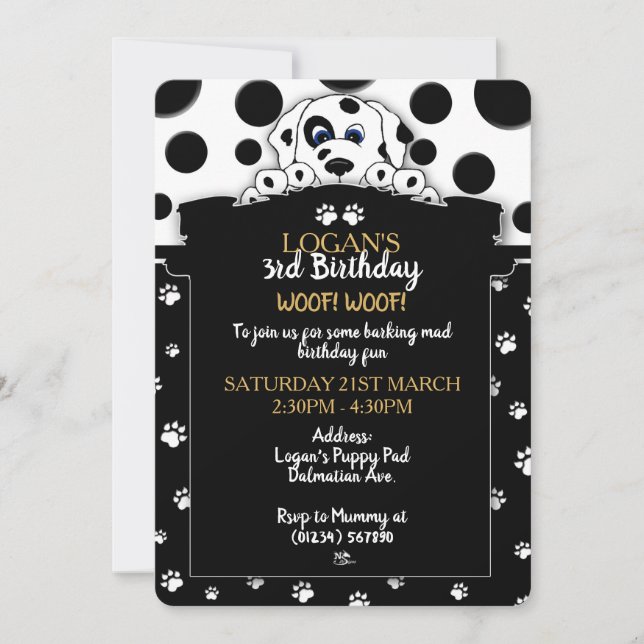 Dalmatian Puppy Party Invitations (Front)