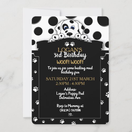 Dalmatian Puppy Party Invitations