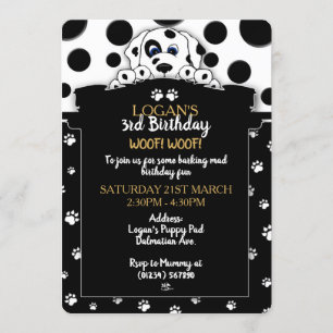 Dalmatian Puppy Party Invitations
