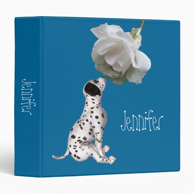 Dalmatian Puppy Rose Monogram Name Personalized 3 Ring Binder (Front/Spine)