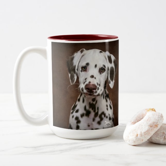Dalmatian puppy  Two-Tone coffee mug (With Donut)