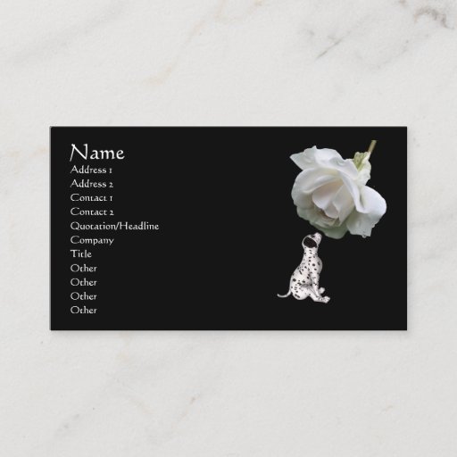 Customizable Dalmatian Puppy White Rose Animal Business Card