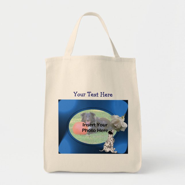 Dalmatian Puppy White Rose Photo Tote Bag (Front)