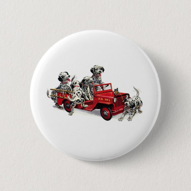 Dalmatian Pups with Fire Truck Button (Front)