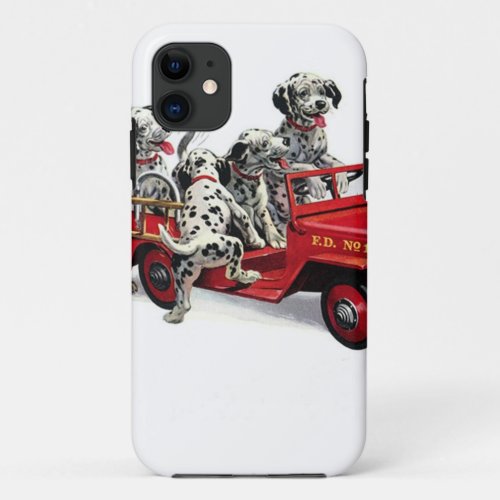 Dalmatian Pups with Fire Truck iPhone 11 Case