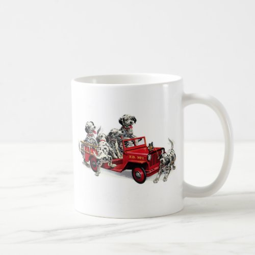 Dalmatian Pups with Fire Truck Coffee Mug