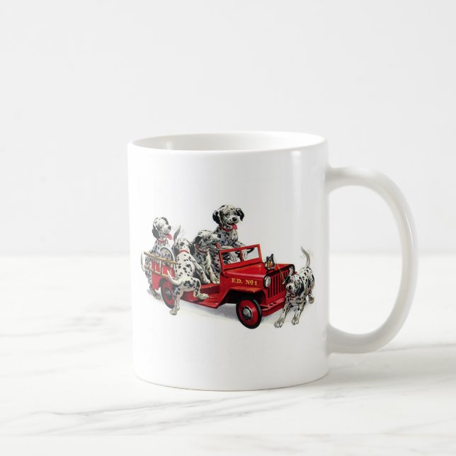 Dalmatian Pups with Fire Truck Coffee Mug (Right)