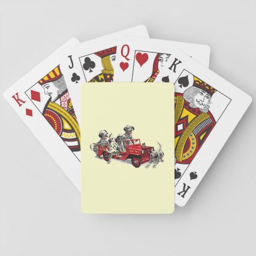 Dalmatian Pups with Fire Truck Playing Cards