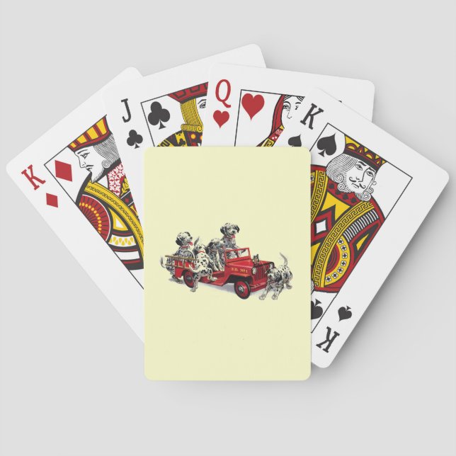 Dalmatian Pups with Fire Truck Poker Cards (Back)