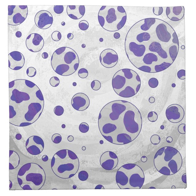 Dalmatian Purple and White Polka Dot Cloth Napkin (Front)