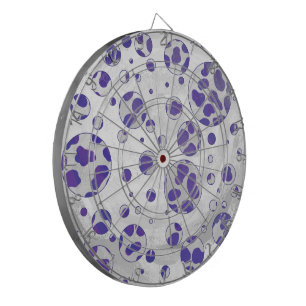 Dalmatian Purple and White Polka Dot Dartboard With Darts