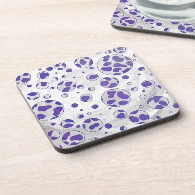 Dalmatian Purple and White Polka Dot Drink Coaster (Left Side)