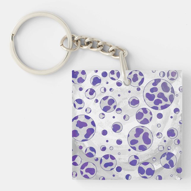 Dalmatian Purple and White Polka Dot Keychain (Front)
