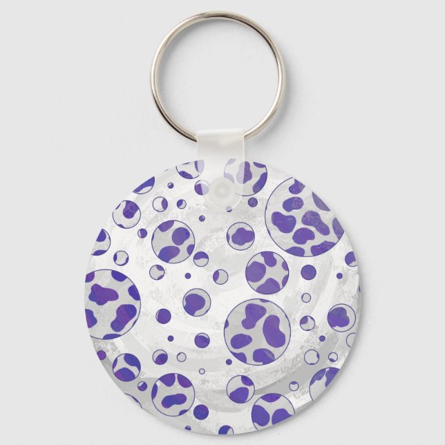 Dalmatian Purple and White Polka Dot Keychain (Front)