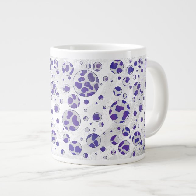 Dalmatian Purple and White Polka Dot Large Coffee Mug (Front Right)