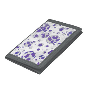 Dalmatian Purple and White Polka Dot Tri-fold Wallet