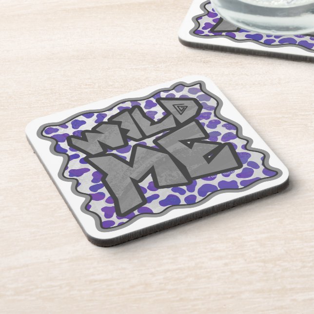 Dalmatian Purple and White Print Beverage Coaster (Left Side)
