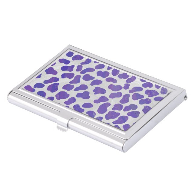 Dalmatian Purple and White Print Business Card Holder (Front)