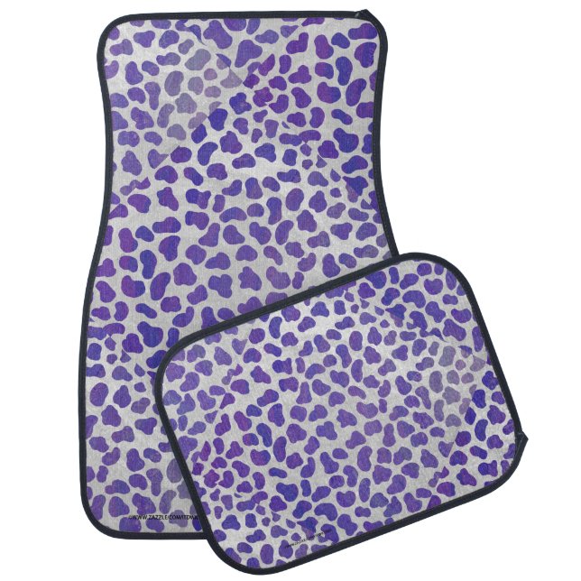 Dalmatian Purple and White Print Car Floor Mat (Set)
