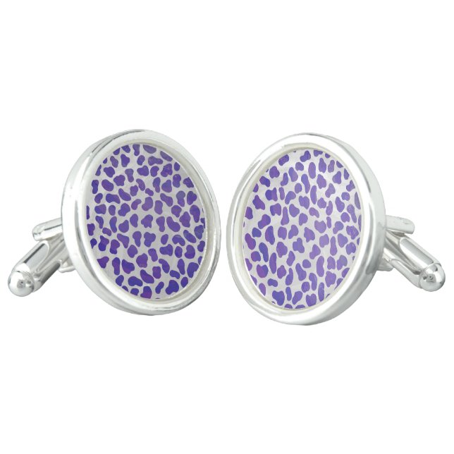 Dalmatian Purple and White Print Cufflinks (Angled)