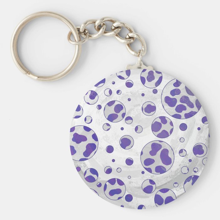 Dalmatian Purple and White Print Keychains